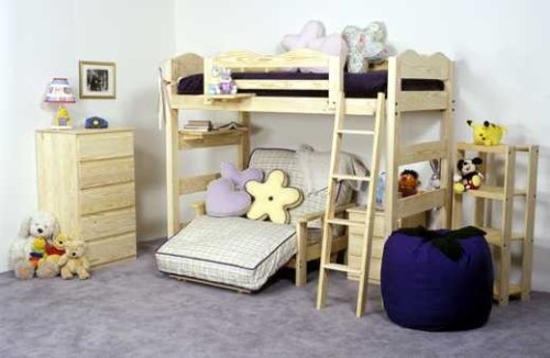 3 Piece Solid Wood Children's Bedroom Setting - Twin Wave Loft with Accessories
