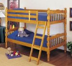 Honey Oak Finish Twintwin Convertible Wooden Bunk Bed Image 1