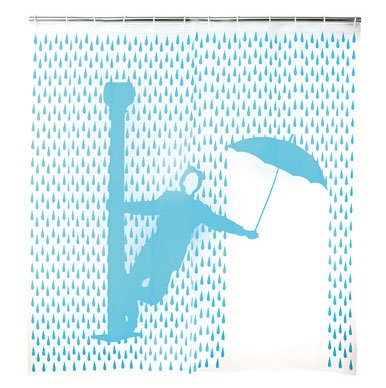 Kikkerland Singin' In The Rain Shower Curtain, 72 by 72-Inch